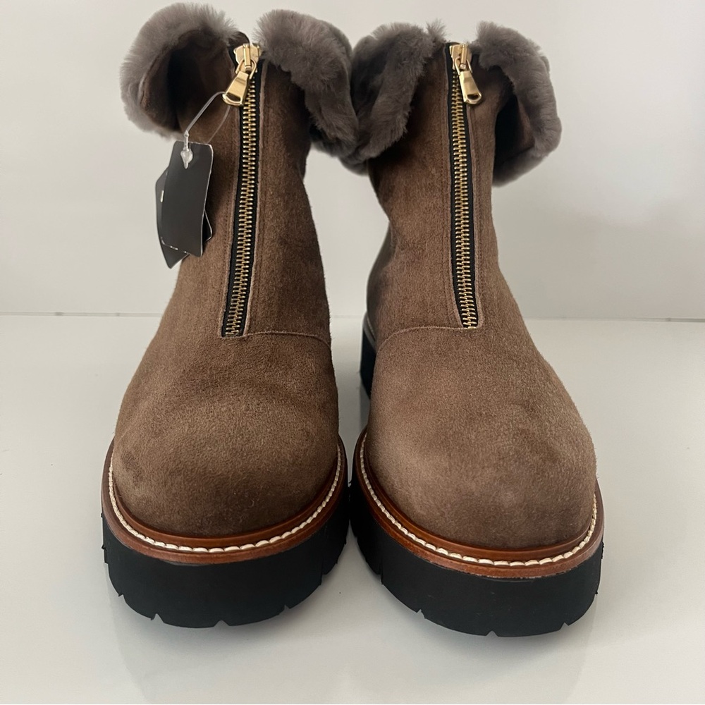 RON WHITE Paige Genuine Shearling Lined Weatherproof Bootie in Brown NEW - Picture 7 of 16